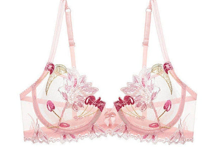 Sexy French Ultra Thin Lace Embroidery Underwire Bra Summer Minimizer Full Coverage Slimming For Busty Women Daily Wear 32-38ABC