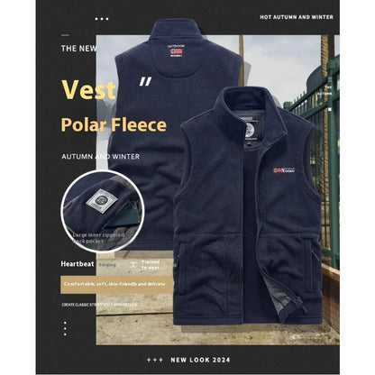 Outerwear Polar Fleece Vest Men Autumn Winter Solid Color Thicken Warm Vests Man Outdoor Casual Fashion Hiking Sportswear Male