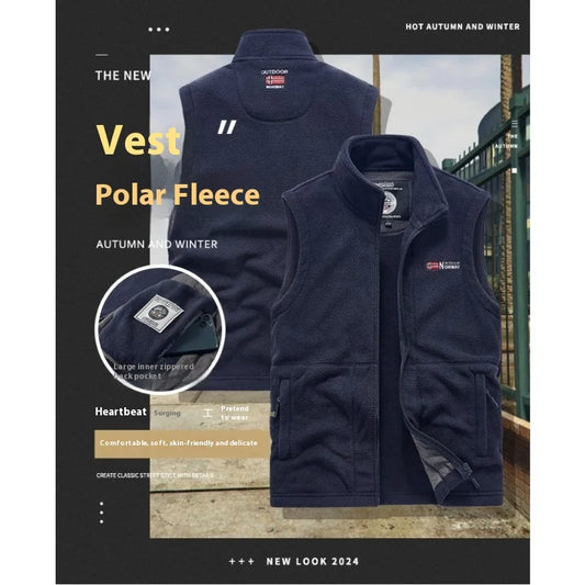 Outerwear Polar Fleece Vest Men Autumn Winter Solid Color Thicken Warm Vests Man Outdoor Casual Fashion Hiking Sportswear Male