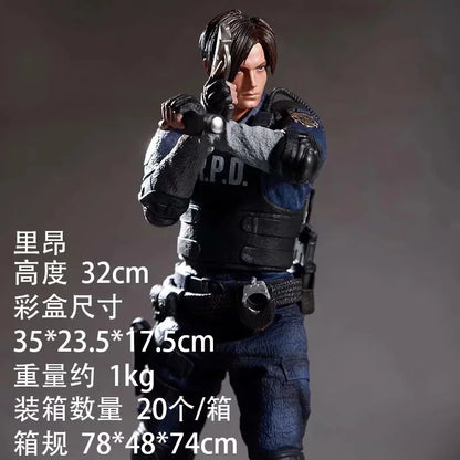 Action Figure 32cm Leon Kennedy Jill Valentine Zombie Hunter Anime Desk Decoration Gk Statue Toys Gift