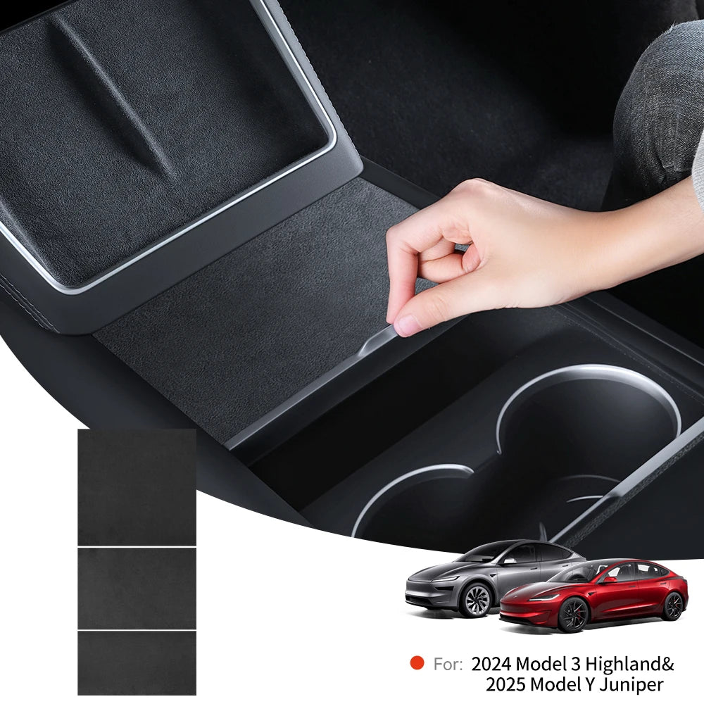 YZ Center Console Panel Sticker For Tesla Model 3/Y/YL Highland Juniper Electrostatic Adsorption Sticker Suede Film