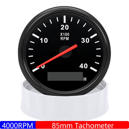 85mm Tachometer 3000RPM With Hourmeter Truck Car Boat Diesel Engine Tacho Meter RPM Gauge M18 / M16 Car Boat Tachometer Sensor