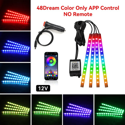 4 IN 1 Car Automotive Ambient Light Neon Foot Light Interior LED Ambient Light Car USB/Cig Music Light Environment Decoration