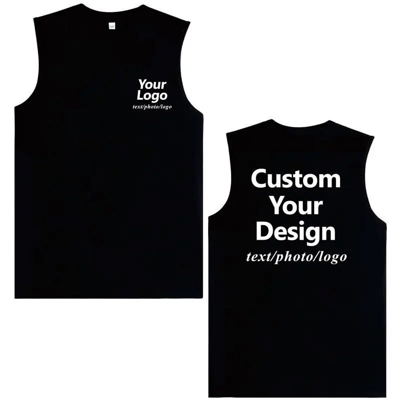 High Quality Sleeveless Cotton T Shirt Custom Print Embroidery Personal Design Company Team Logo Men And Women Tops