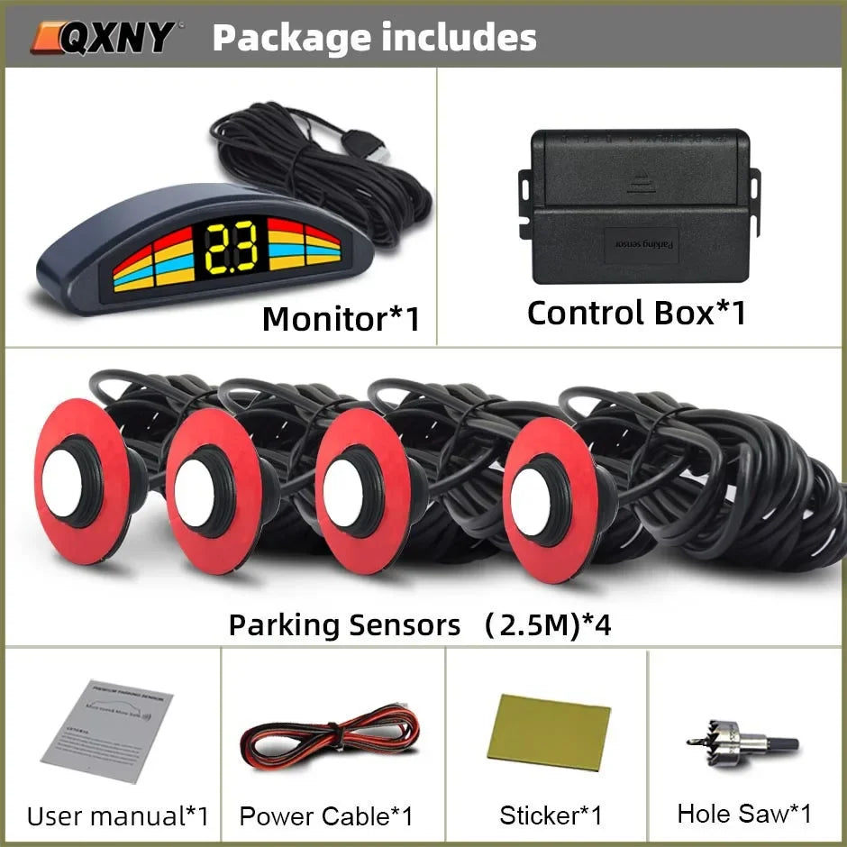 Parking Sensor Kit  Flat 16.5mmParktronic Reversing Backup Radar Recoil Auto Detector  Assistance Voice Buzzer Automobile Car