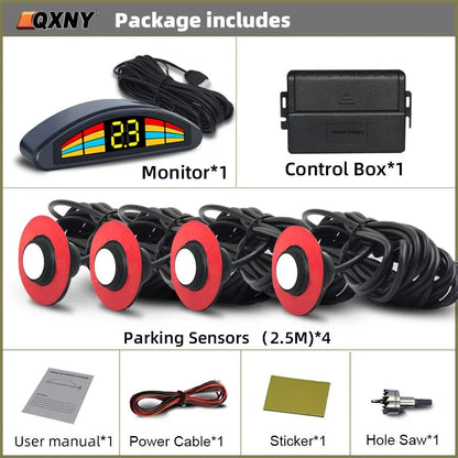 Parking Sensor Kit  Flat 16.5mmParktronic Reversing Backup Radar Recoil Auto Detector  Assistance Voice Buzzer Automobile Car