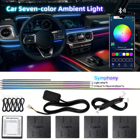 6/10/14/18 in 1 LED Symphony Ambient Light Car Interior Full Color Streamer RGB Neon Acrylic Strip Decoration Atmosphere Lamp