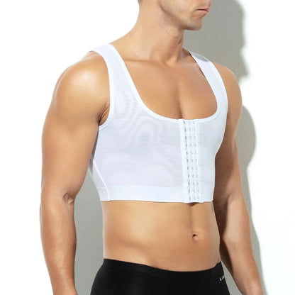 Men's Post-Surgery Compression Vest Liposuction Shapewear Body Cinching Zipper Tummy Tuck Garment Top for Recovery