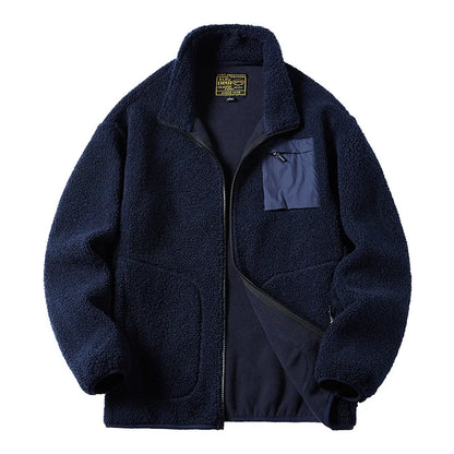 2024 Fashion Fleece Jackets Man Trendy Lamb Wool Coats Outdoor Sports Thick Warm Casual Streetwear Coats Windproof Jacket Male