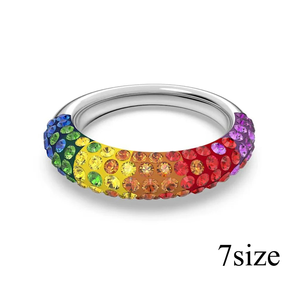 New Cross Diamond Fashion Color Crystal Mixed Cut Open Ring
