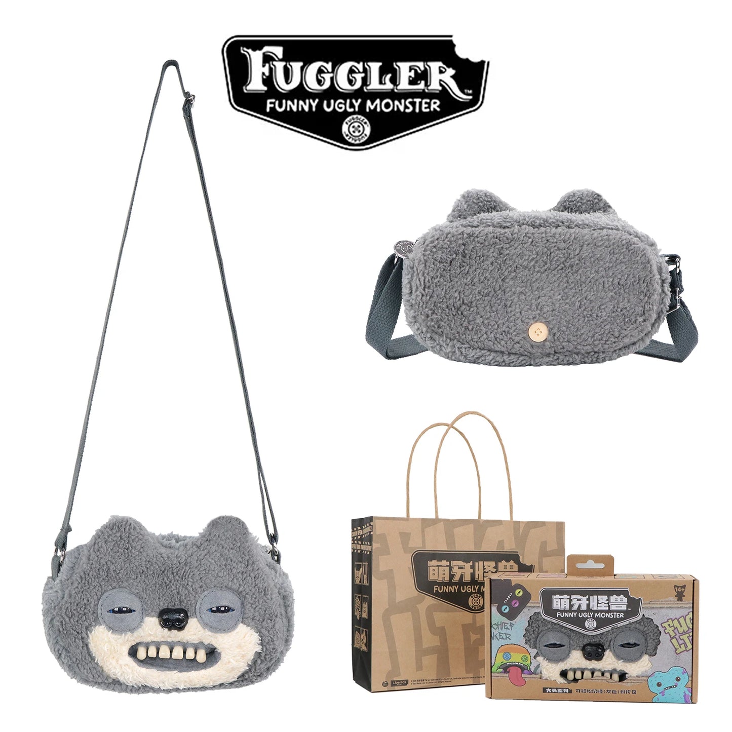 Fugglers Ugly Tooth Monster Fluffy Crossbody Bags Cute Fugg Plush Purse Shoulder Backpack Wallet Girls Boys Cartoon Animal 22CM