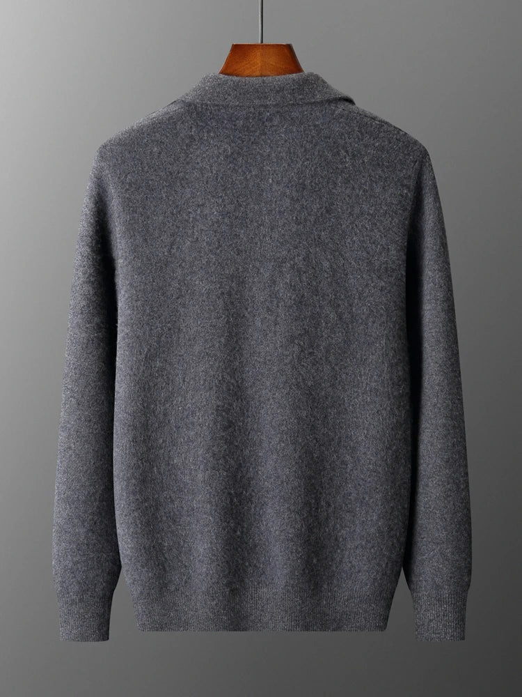 New autumn and winter pure cashmere cardigan men's lapel zipper knitted jacket sweater jacket loose casual top