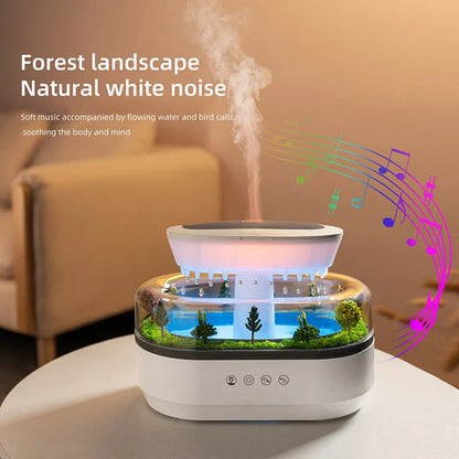 Raindrop Aroma Diffuser with White Noise Music & 7-Color Atmosphere Light, Ultrasonic Air Humidifier for Relaxation, Sleep & Hom