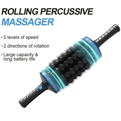 Cordless Roller Body Massage 360 Rolling Percussive Relief Muscle Relax Stress Massager Rechargeable Vibrators Fitness Shaping