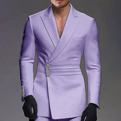 Wedding-ready Slim-fit Men Suit 2 Pieces(Jacket+Pants) Groom Suit Single-breasted Peak-lapel Formal Set for Elegance Custom