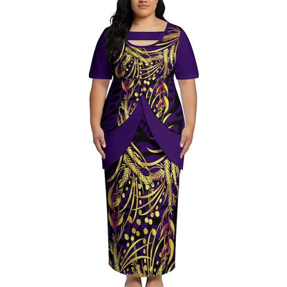 Puletasi New Design Short Sleeved Long Dress Customized Top And Skirt Knee Length Dress Party Top And Skirt Soft Fabrics