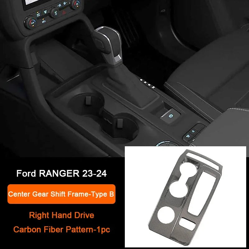 For Ford Ranger P703 T9 XL XLT Wildtrak Raptor 2023-2025 Carbon Fiber Texture Gear Shift Panel Cover Interior Trim Full Set
