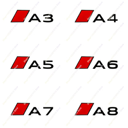 New Car Fender Badge Sticker Accessories 3D Stereoscopic Glossy Black Red Block Letters Emblem For A3 A4 A5 A6 A7 A8 Series