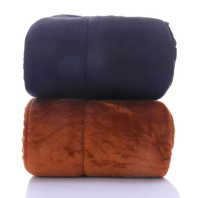 Men's Winter Thickened Fleece Lined High Waist Cotton Trousers Camel down Pants Elastic Waist Dad Style Warm Long Pants