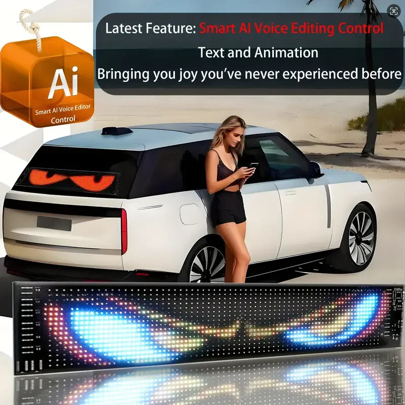 AI voice control Demon Eyes Car LED Display Flexible Programmable LED Display Soft Sign Board Pixel Custom Led Panel Christmas