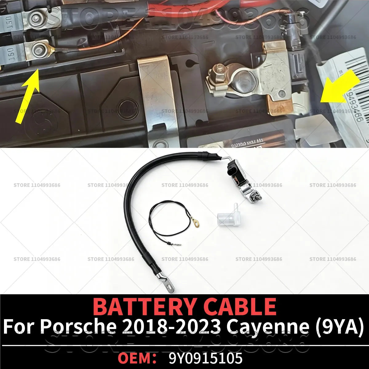 For Porsche 2018-2023 Cayenne 9YA Battery Replacement Negative Cable Sensor Kit OEM 9Y0915105 9Y0915105QY 9Y0915105LY 9Y0915107