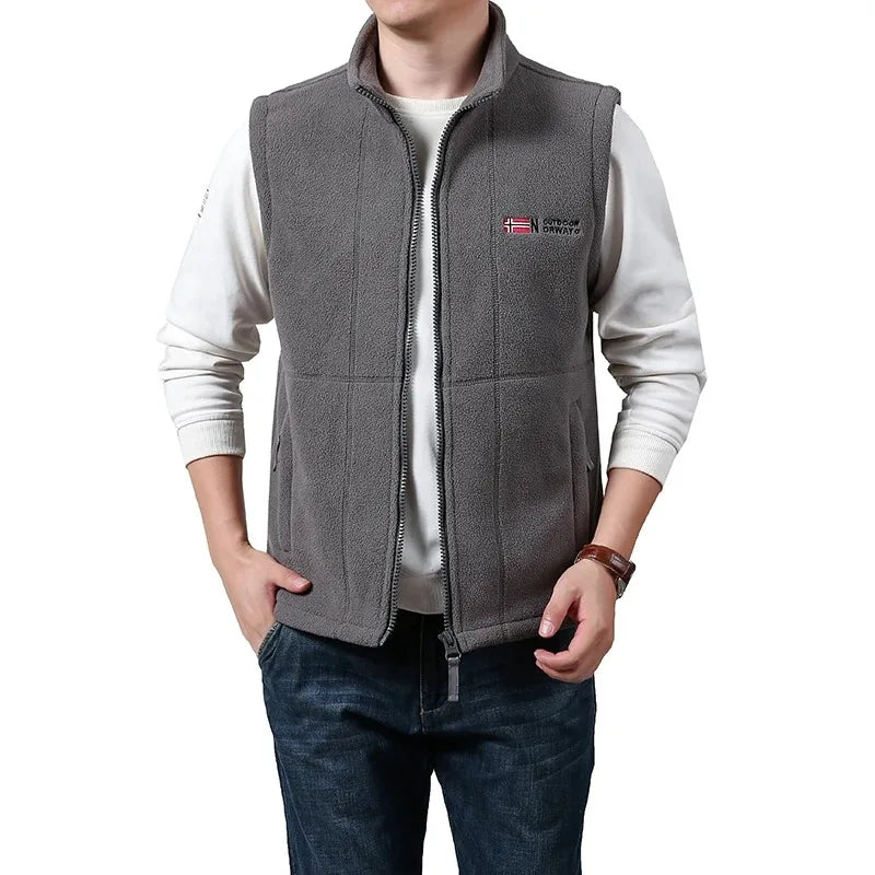Outerwear Polar Fleece Vest Men Autumn Winter Solid Color Thicken Warm Vests Man Outdoor Casual Fashion Hiking Sportswear Male