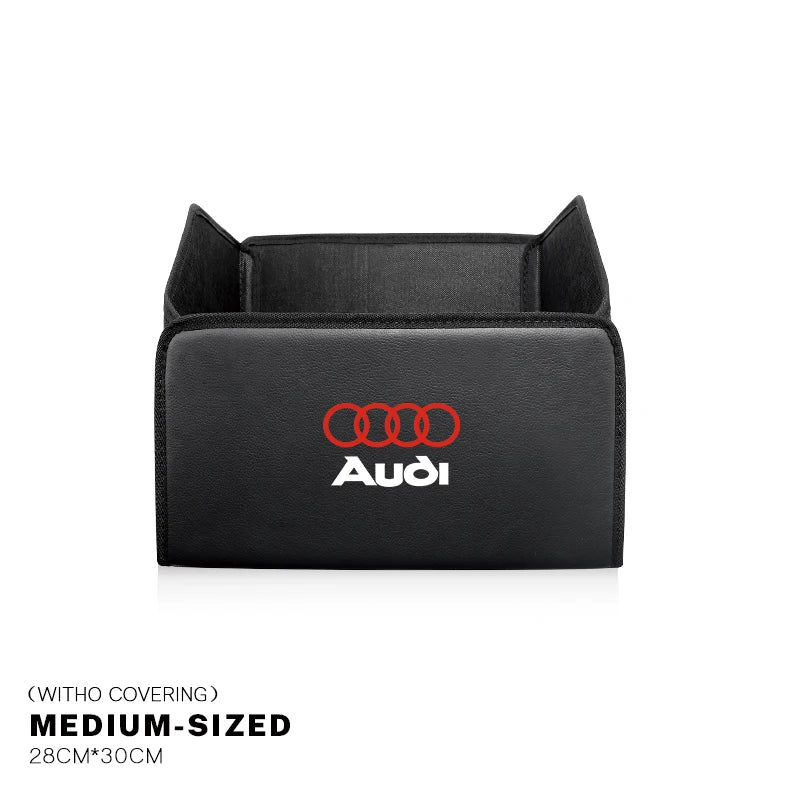 Car Trunk Collapsible Leather Tidying Stowing Box Accessories For Audi Sline A1 A3 A4 A5 A6 A7 A8 B8 B9 B6 C6 Q2 Q3 Q5 Q7 Q8 TT