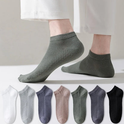 1/4/7 Pairs Men's Mesh Breathable Ankle Socks & Crew Socks - Lightweight Cotton Low Cut No Show Socks for Sports, Spring Summer