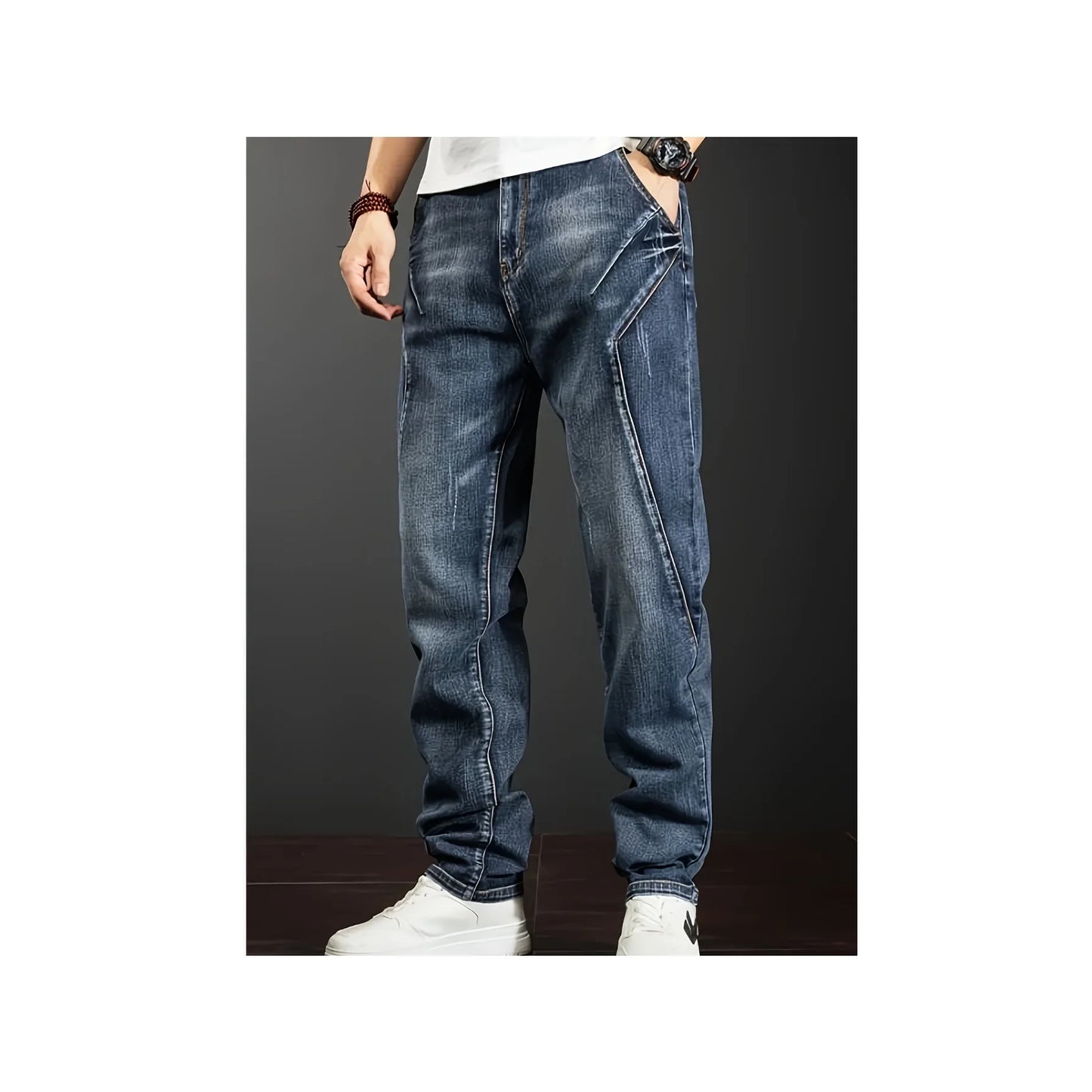 FY10094 Men's loose jeans, loose men's jeans, men's cargo pants, spliced casual pants mens jeans men pants men pants