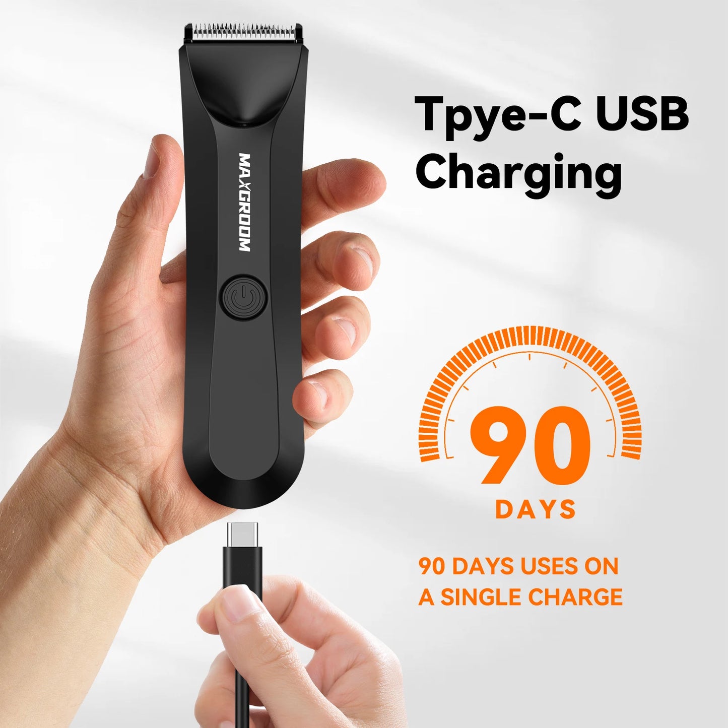 MAXGROOM Body Hair Trimmer Shaver for Men Ball Trimmer for Groin Pubic Replaceable Ceramic Blade Electric Razor Waterproof