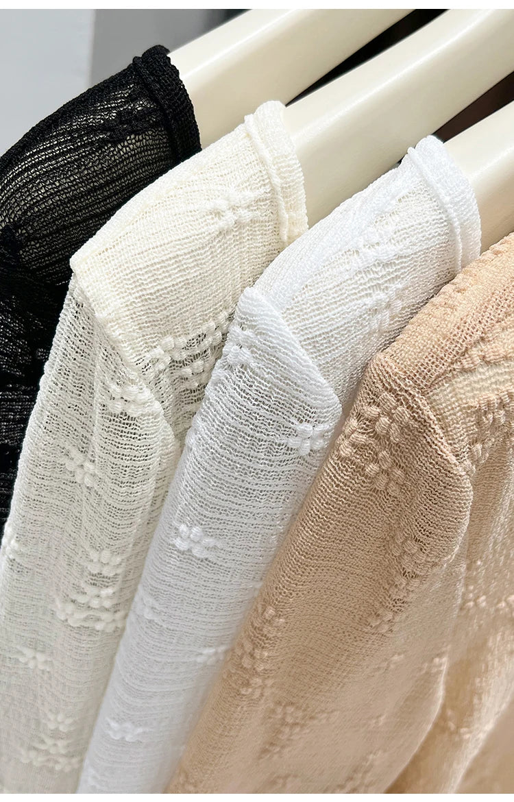 Sexy Lace Base Shirt Inner Wear Light Mesh Top Floral Trim Shoulder Exposure Thin Nylon Fabric Long Sleeve round Neck Spring ...