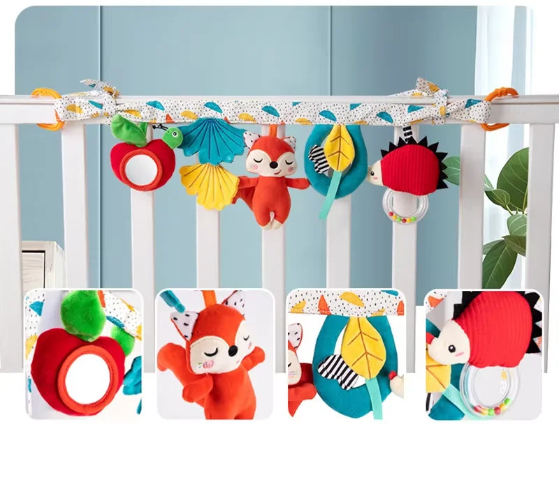 Sensory Baby Plush Rattle Toys Stroller Musical Mobile Hanging Toys Baby Rattles Mobiles Babies Newborns Games Toy 0 6 12 Months