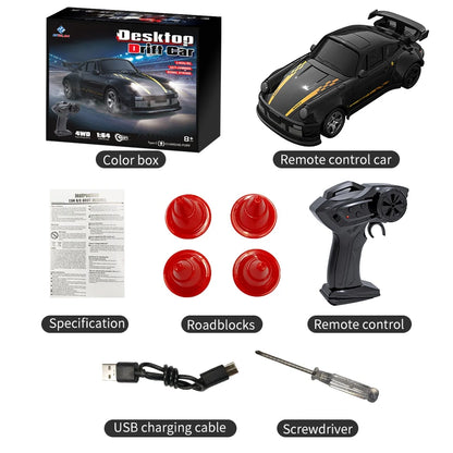 New 4WD 2.4GHZ RC Simulation Mini Drift Car Palm Racing Model Desk Toys 1/64 Scale Remote Control Car Gift for Children Boys.