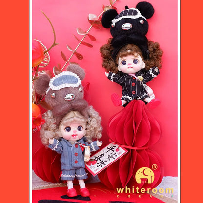 Trendy Toy Doll OB11 Lion Dance Doll Chinese Style Girl Doll Clothes Set for Chinese New Year  Spring Festival Gift Festival BJD