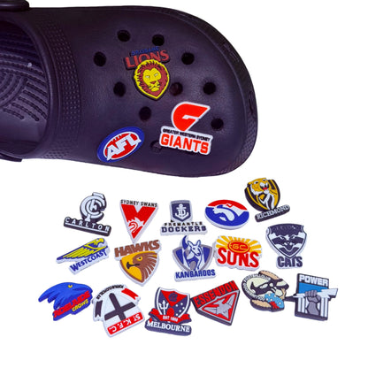 19-100pcs AFL Teams Australia Shoe Buckle Sandals DIY Accessories PVC Shoes Charms Clogs Pins Decor Kids Man Party Gift