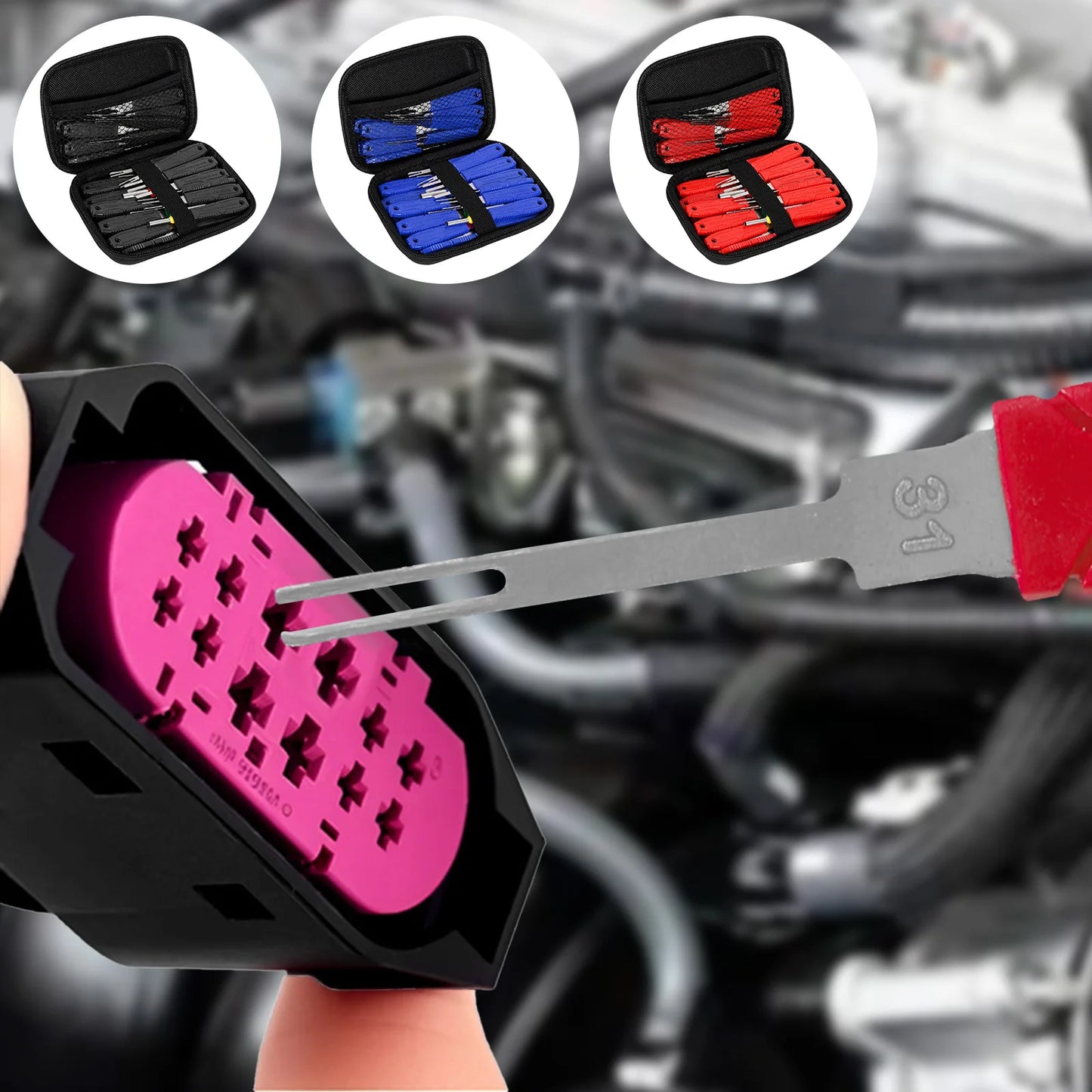 41PCS Electrical Pin Terminal Removal Tools Car Depinning Tool with Plastic Case for Connector Terminal Pin Removal Tool Kit