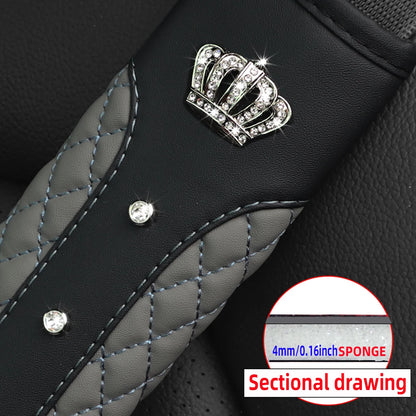 1 Diamond-encrusted Blingbling Metal Crown Faux Sheepskin Car Supplies Seat Belt Shoulder Strap Comfort Safety Belt