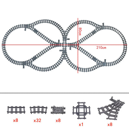 City Trains Flexible Tracks Forked Straight Curved Rails Switch Building Block Bricks High-Tech Creative Toys for kids gifts