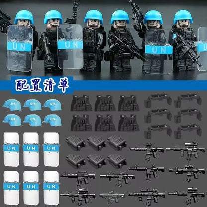 Building block riot police mini humanoid doll reloaded anti-virus ghost special police marine humanoid doll, cartoon toy gift