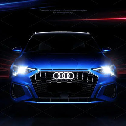 Audi 4-ring logo LED dynamic light front grille lamp Audi A3A4A5A6A7A8S3 S4 S5 S6 S7 Q3 Q5 Q7 black and silver.Quick delivery