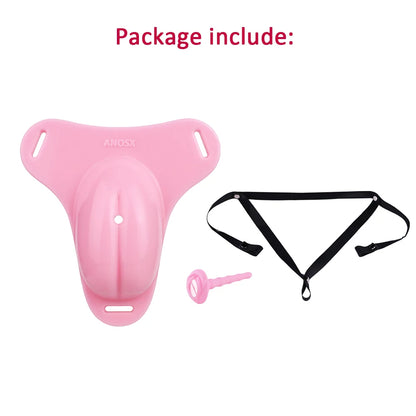ANOSX Male Chastity Cage Soft Silicone Penis Cages With Chastity Belt Labia Urethral Plug Imitation Clitoris Cock Lock BDSM
