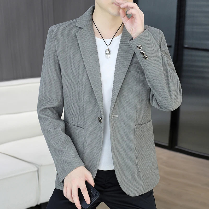 Blazer Men's Fashion Business Gentleman Groom Professional Gentleman Form-fitting Versatile Casual Formal Wear High-end Blazer