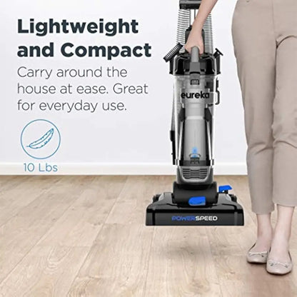 Eureka PowerSpeed Lightweight Upright Vacuum Cleaner for Carpet and Hard Floor, Powerful Bagless Upright Vacuum Cleaner for Home