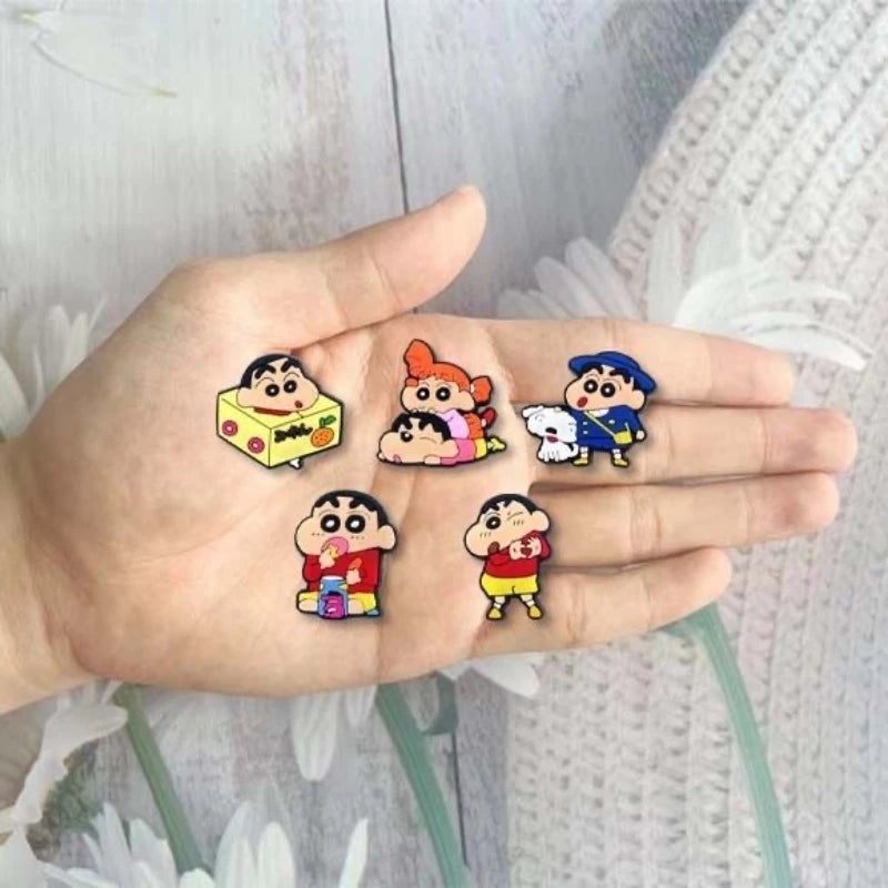 10/21Pcs Miniso Kawaii Anime Crayon Shin-Chan Shoes Buckle Accessories For Clogs Cartoon Shoes Charms For Party Xmas Gifts