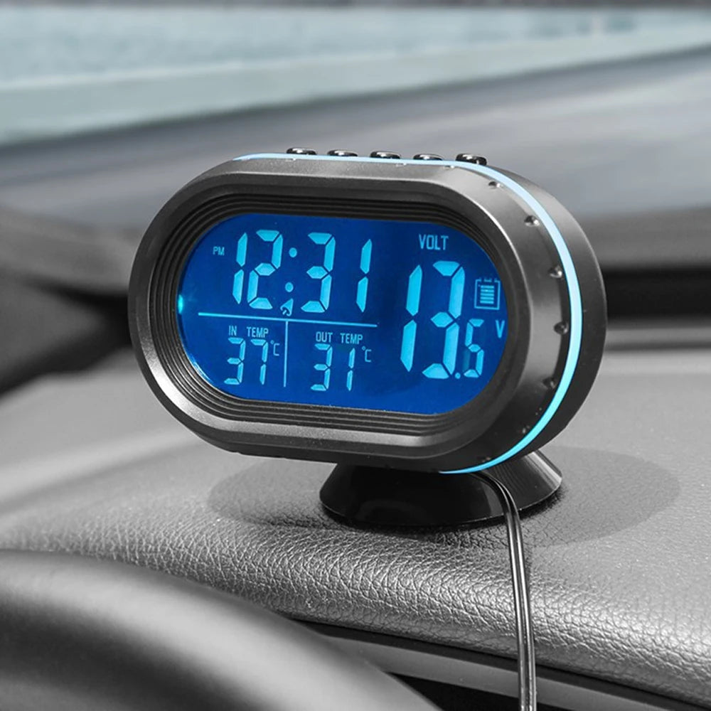 3 in 1 12/24V Car Volt Meter Auto Digital LED Car Voltmeter Thermometer Car Truck USB Charger Current Meter Volt Detector