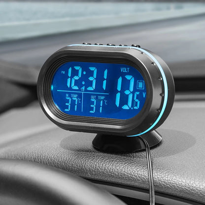 3 in 1 12/24V Car Volt Meter Auto Digital LED Car Voltmeter Thermometer Car Truck USB Charger Current Meter Volt Detector