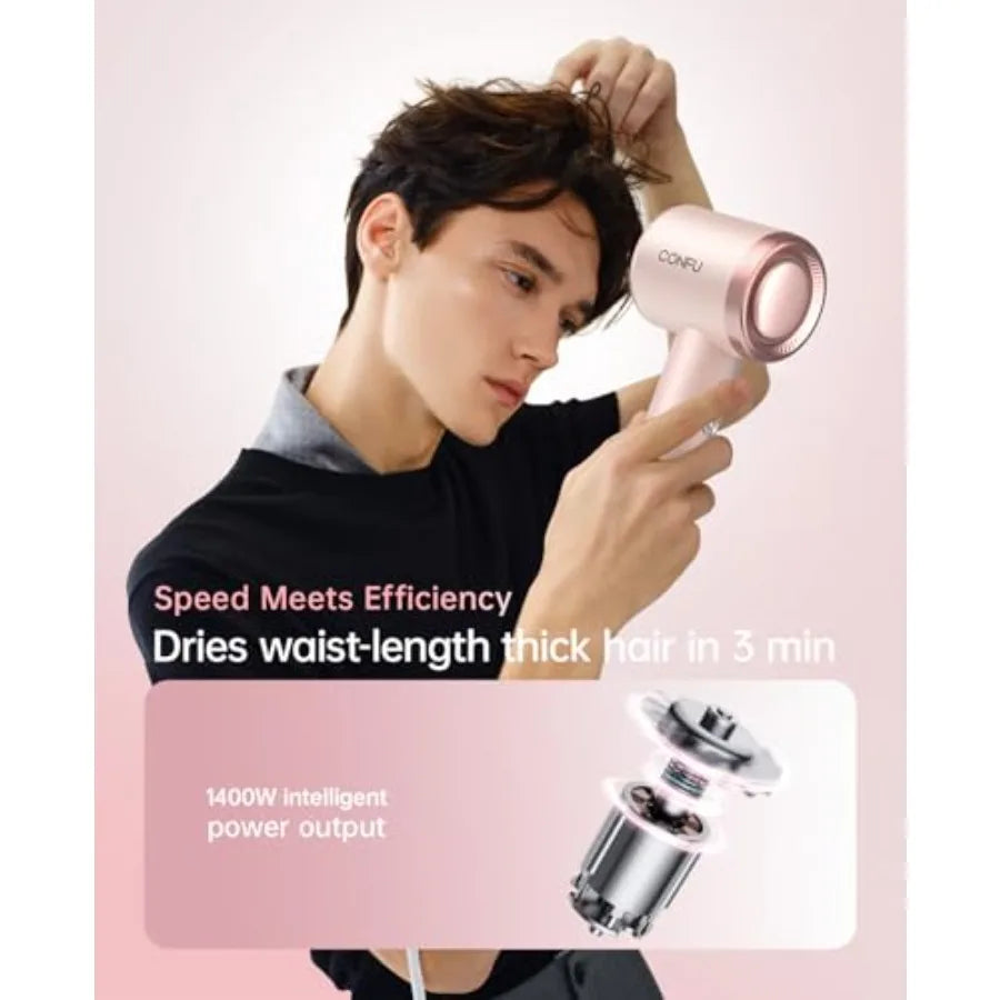 Home travel use diffuser hair dryer for curly hair, ionic ceramic material, rose gold color, high-speed fast drying with profes