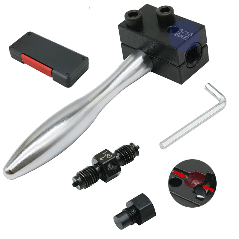 3/16" Brake Line Double Flaring Tool Kit Detachable Hand Held Tube Flare Tool Set for Car Repair 4.75mm