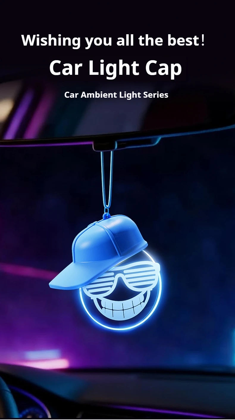 Creative Retro Car Pendant, Luminous Light Bulb Hanging Decoration, High-end Auto Atmosphere Light, Rearview Mirror Decor