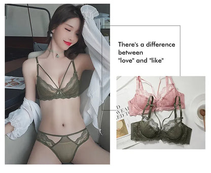 Novidades Conjunto Lingerie Renda Ultra Fina Mulher Sutiã Arco Macio Push Up Minimizador Busto Anti Flacidez Confortável 32-42